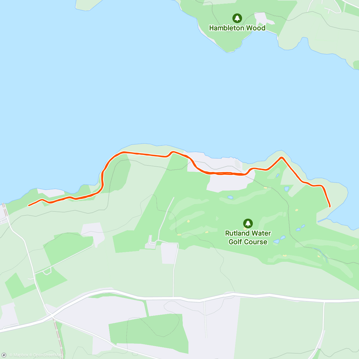 Map of the activity, Quick run around Rutland Water