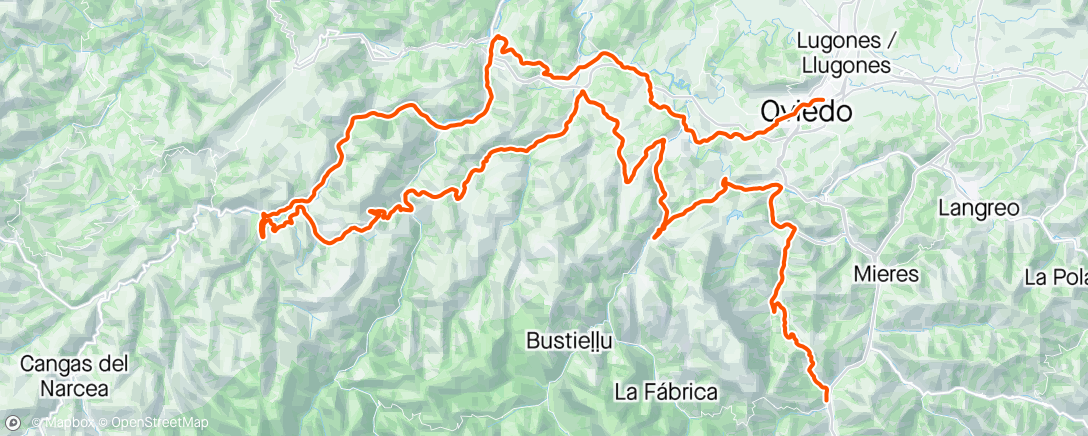 Mapa de la actividad (Stage 1 Vuelta Asturias 8th, crash in the final descent 💦)