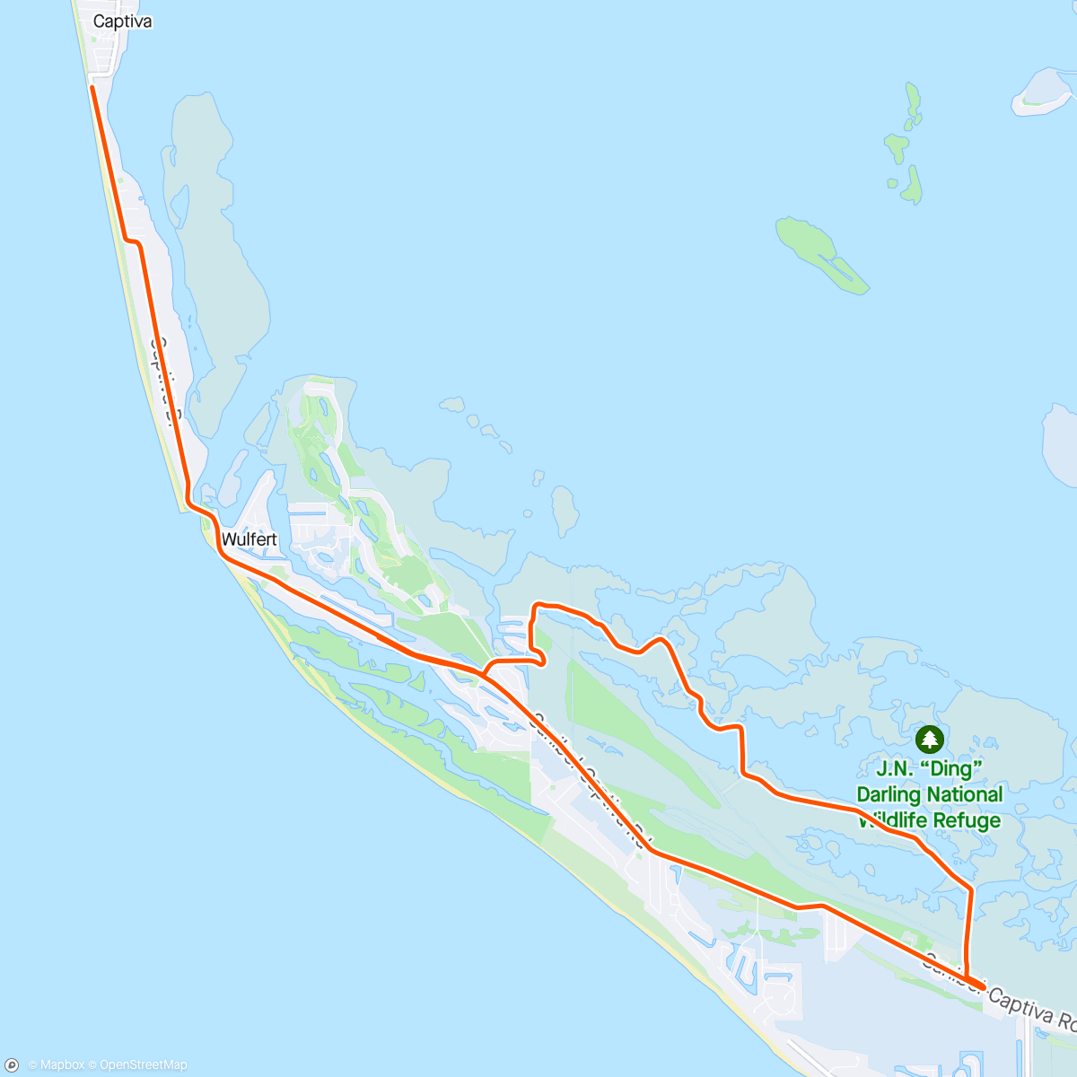 Map of the activity, ROUVY - cap shores ding darling loop sanibel FL