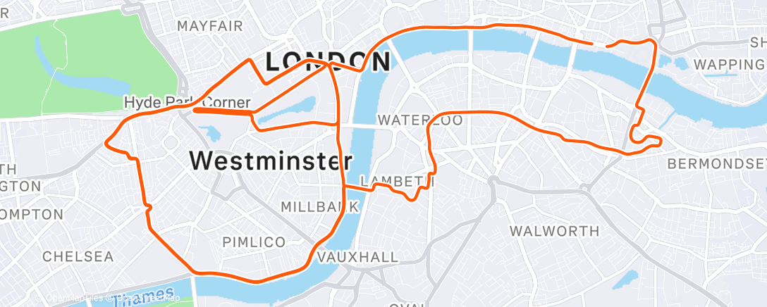 Map of the activity, Zwift - London Calling in London
