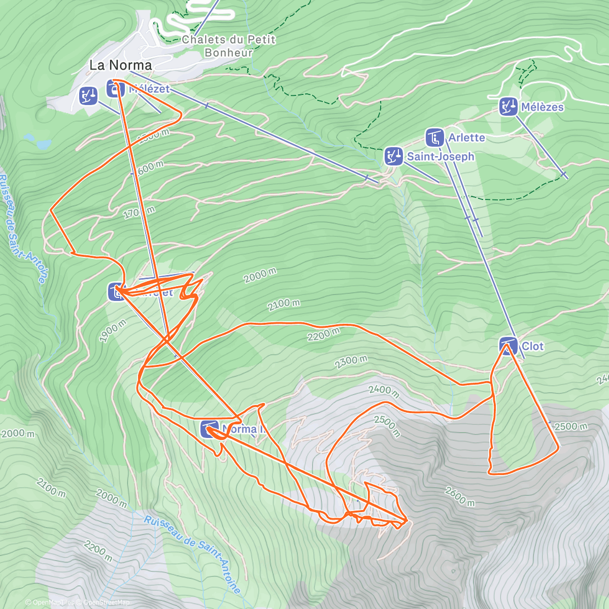 Map of the activity, Après midi La Norma