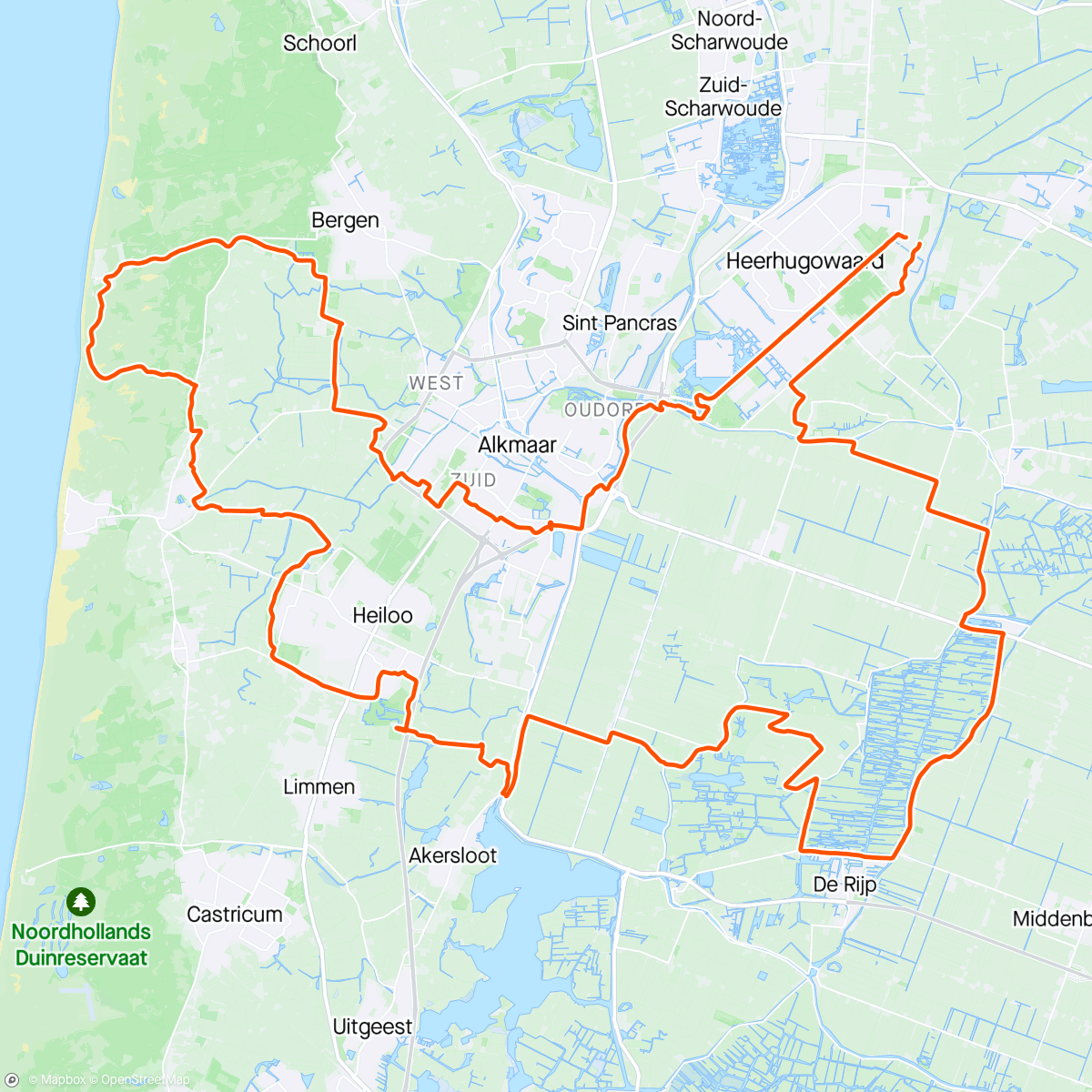 Map of the activity, Gravelpaadjes in polder, park, bos en duin