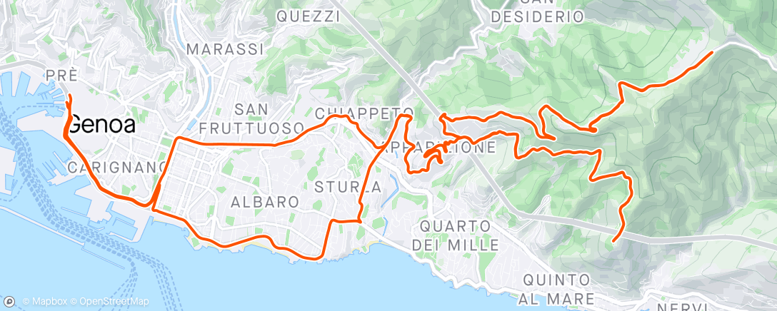 Map of the activity, Monte Moro, monte Fasce
