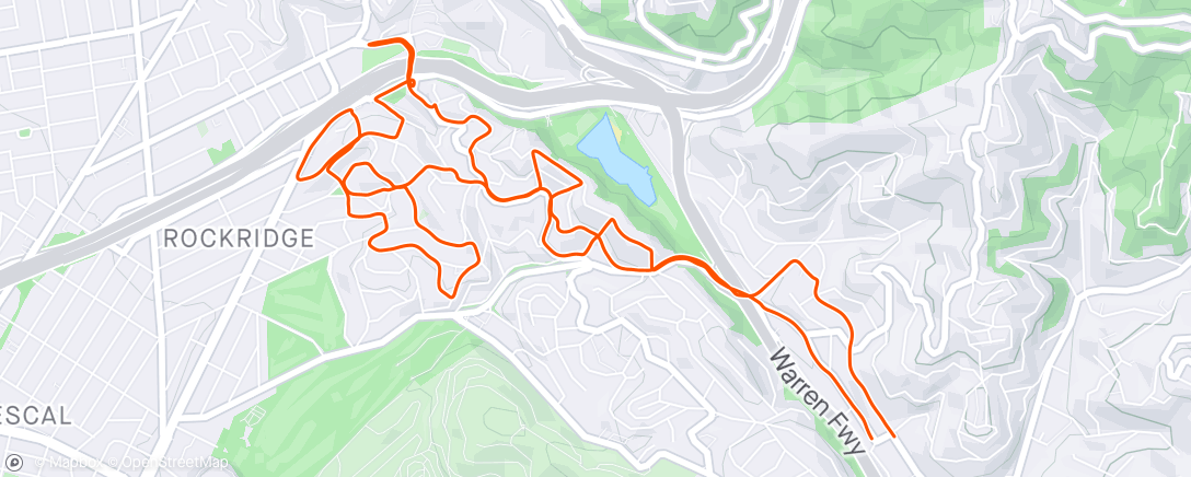 Map of the activity, Upper Rockridge paths with stairs