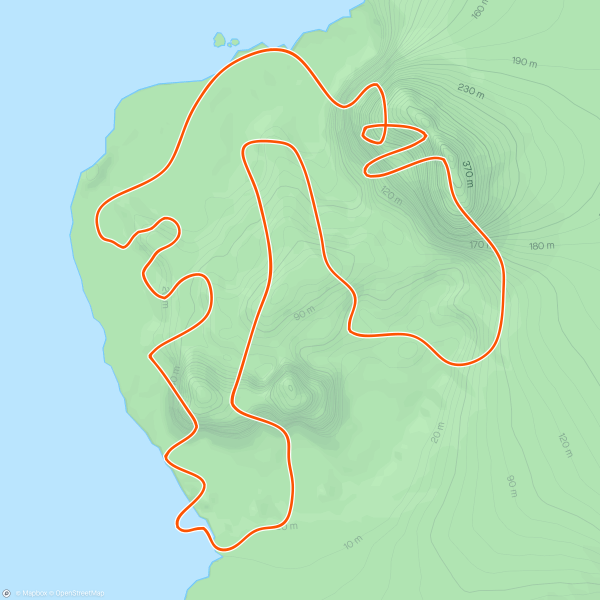 Map of the activity, Zwift - Race: DBR Friday Race  (A) on Hilly Route Reverse in Watopia