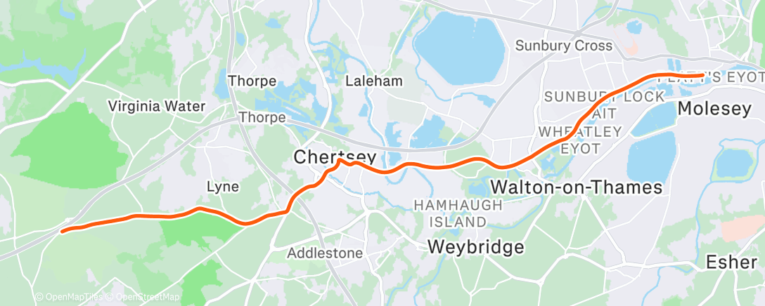 Map of the activity, Hampton - Cycle - Cyclemeter