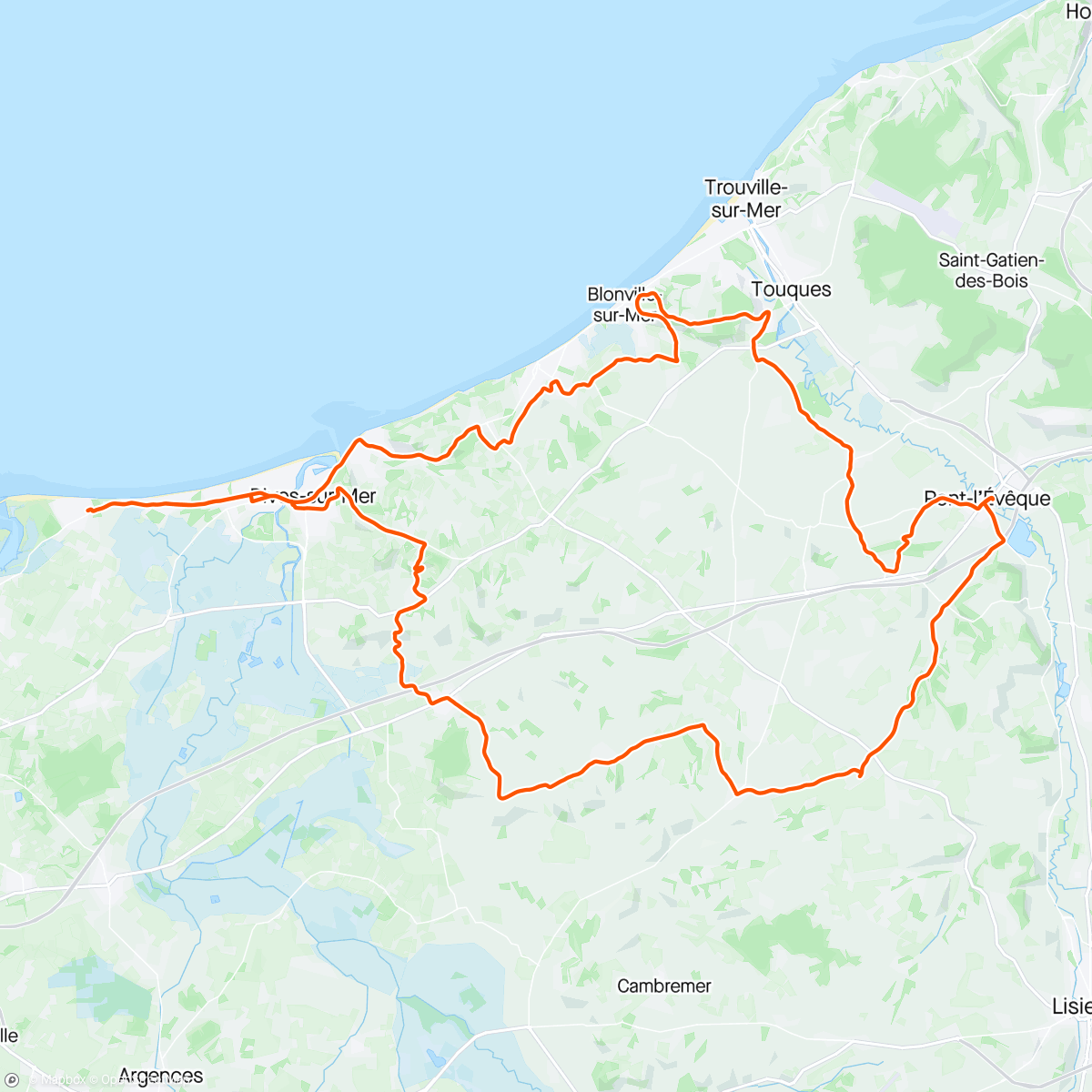 Map of the activity, Entraînement vélo en bord de mer