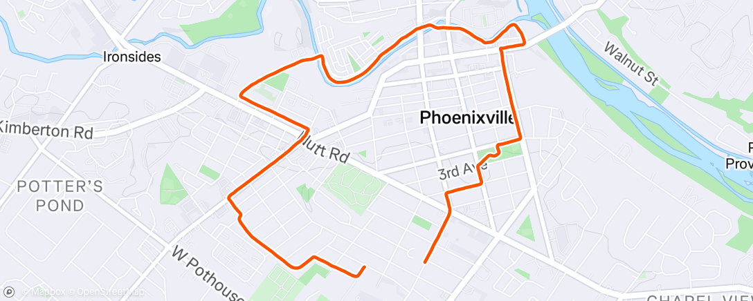 Map of the activity, Afternoon Run