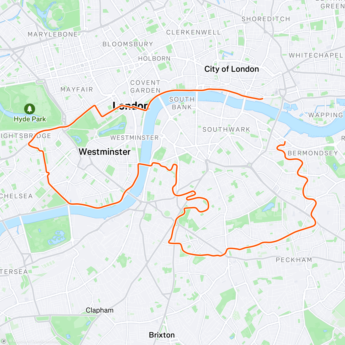 Map of the activity, CX Threshold Intervals in London