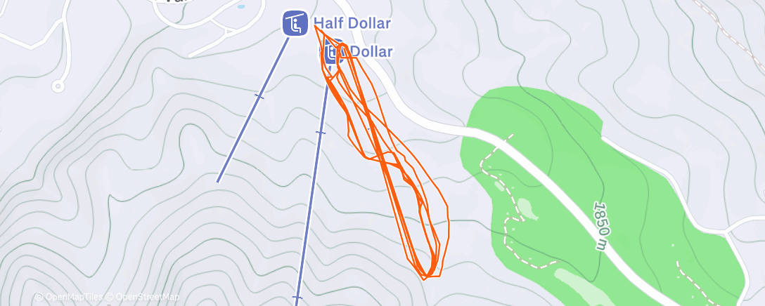 Карта физической активности (Slopes - A day skiing at Dollar Mountain - Sun Valley)