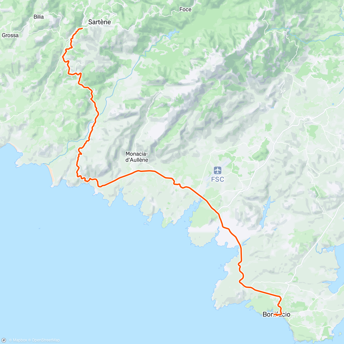 Map of the activity, ROUVY - Sartène to Bonifacio | Corsica