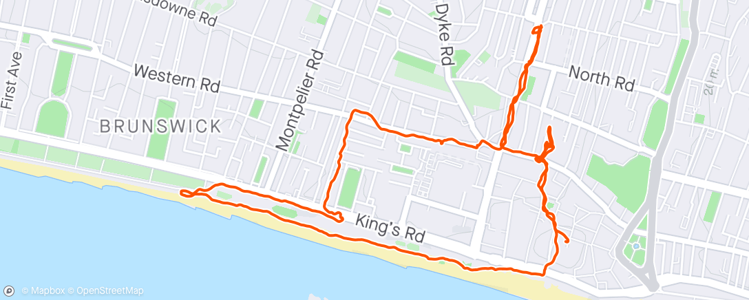 Map of the activity, Recovery walk around Brighton