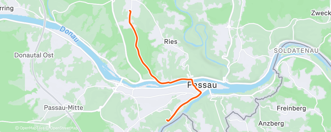 Map of the activity, Mountainbike-Fahrt am Abend