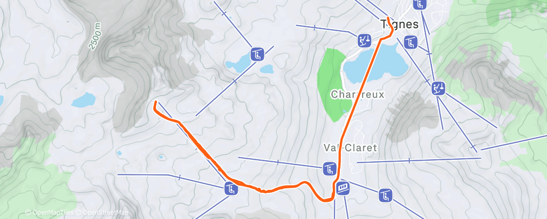 Map of the activity, Esquí fuera de pista por la tarde