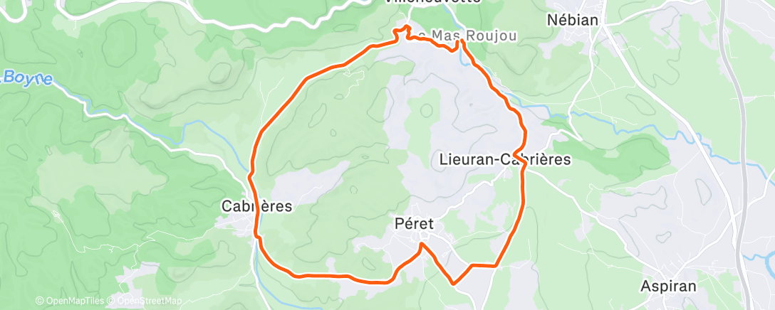 Map of the activity, Afternoon Run