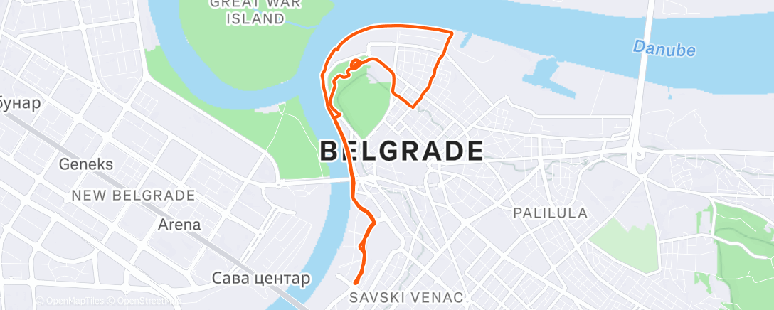 Map of the activity, Evening Run