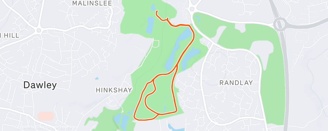 Map of the activity, Parkrun #148 Telford alt route