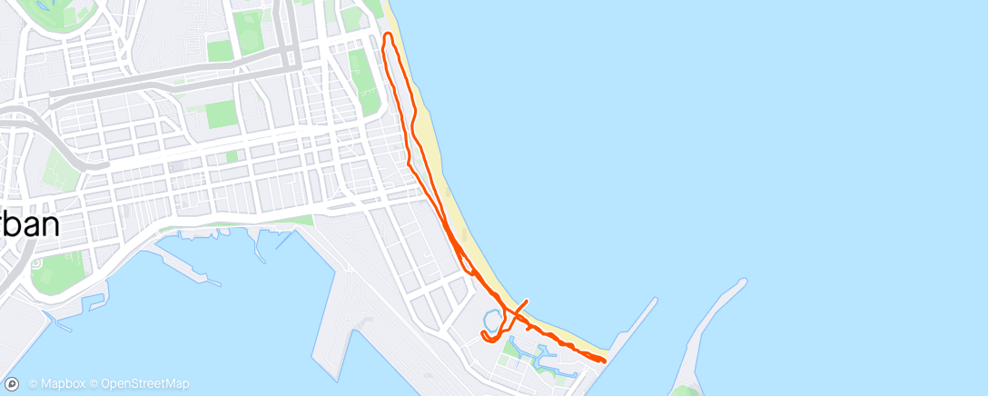 Map of the activity, Sunday Morning 8km🏃‍♂️DBN Promenade 🇿🇦Pro