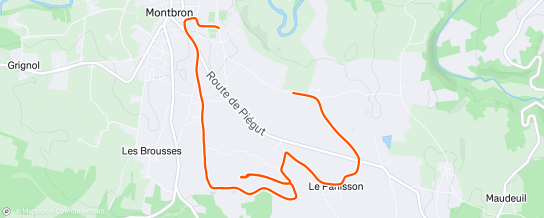 Map of the activity, Course à pied le matin