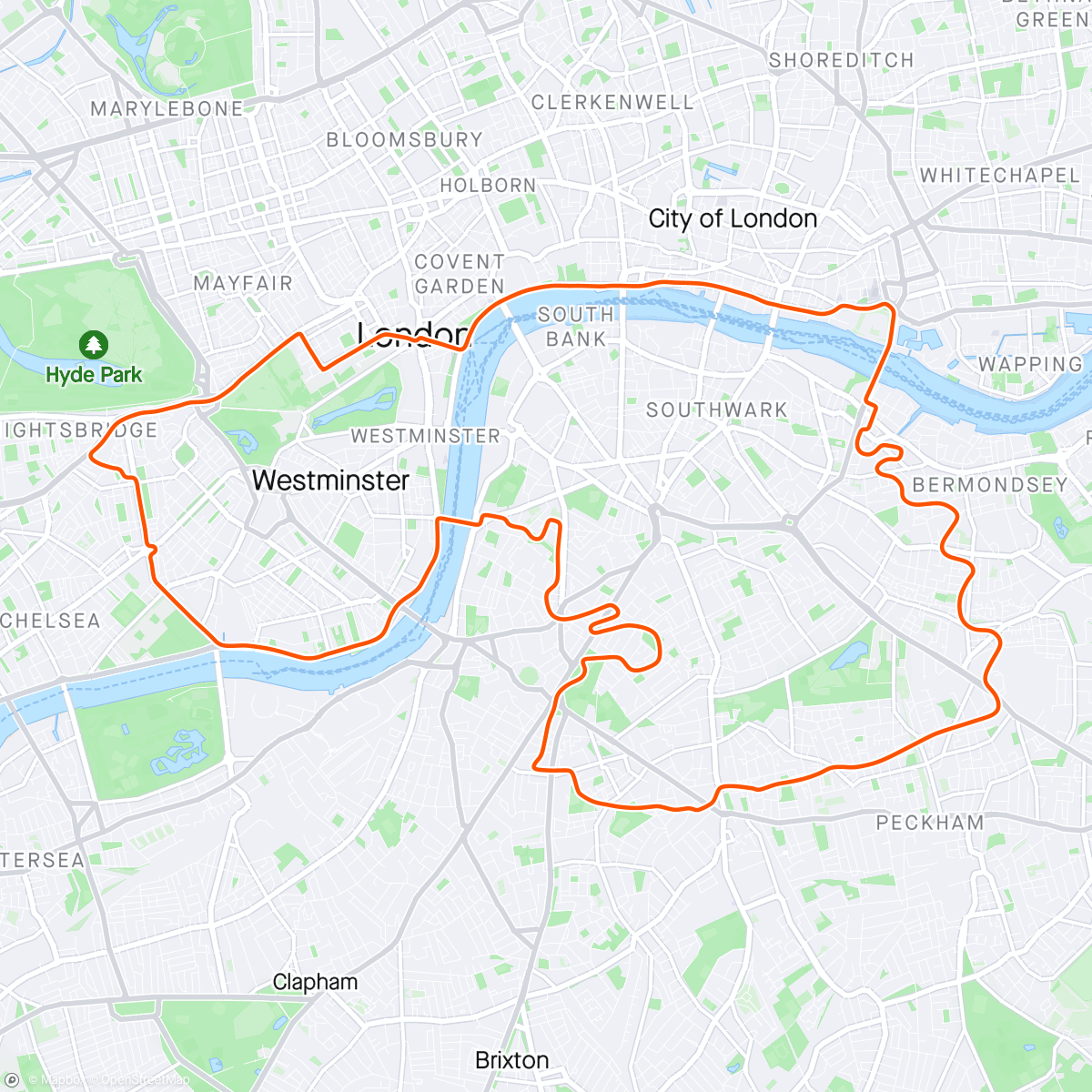 Карта физической активности (Zwift - Greatest London Loop in London)