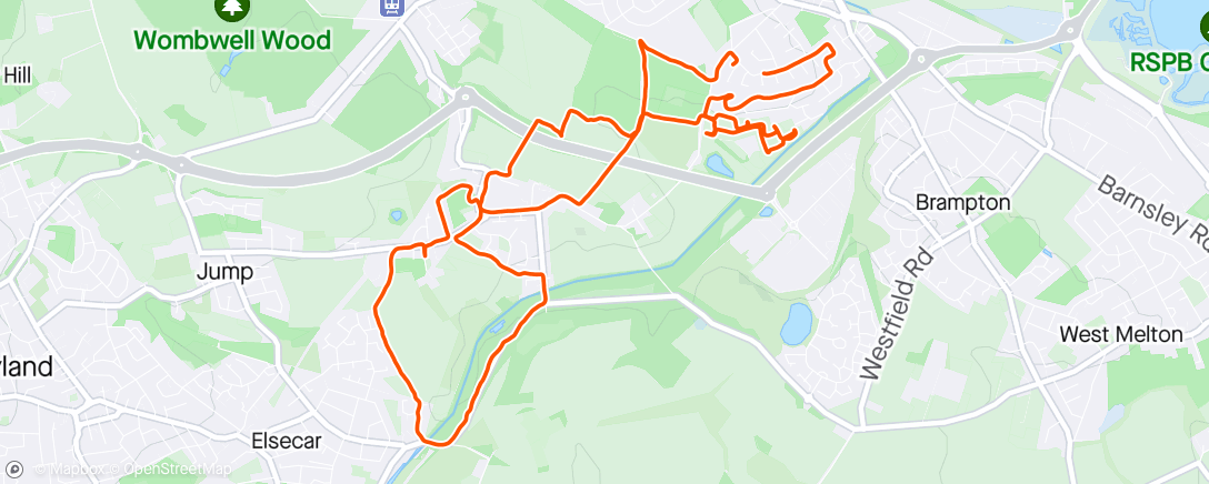 Map of the activity, Bit tired and too one paced but good to get out even if felt working effort.