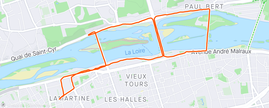 Map of the activity, Course à pied le midi les ponts