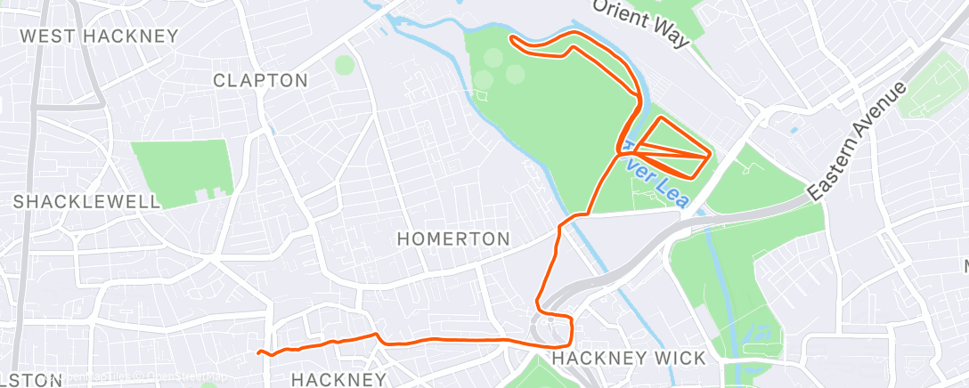 Map of the activity, Hackney Marshes ParkRun Xmas Edition