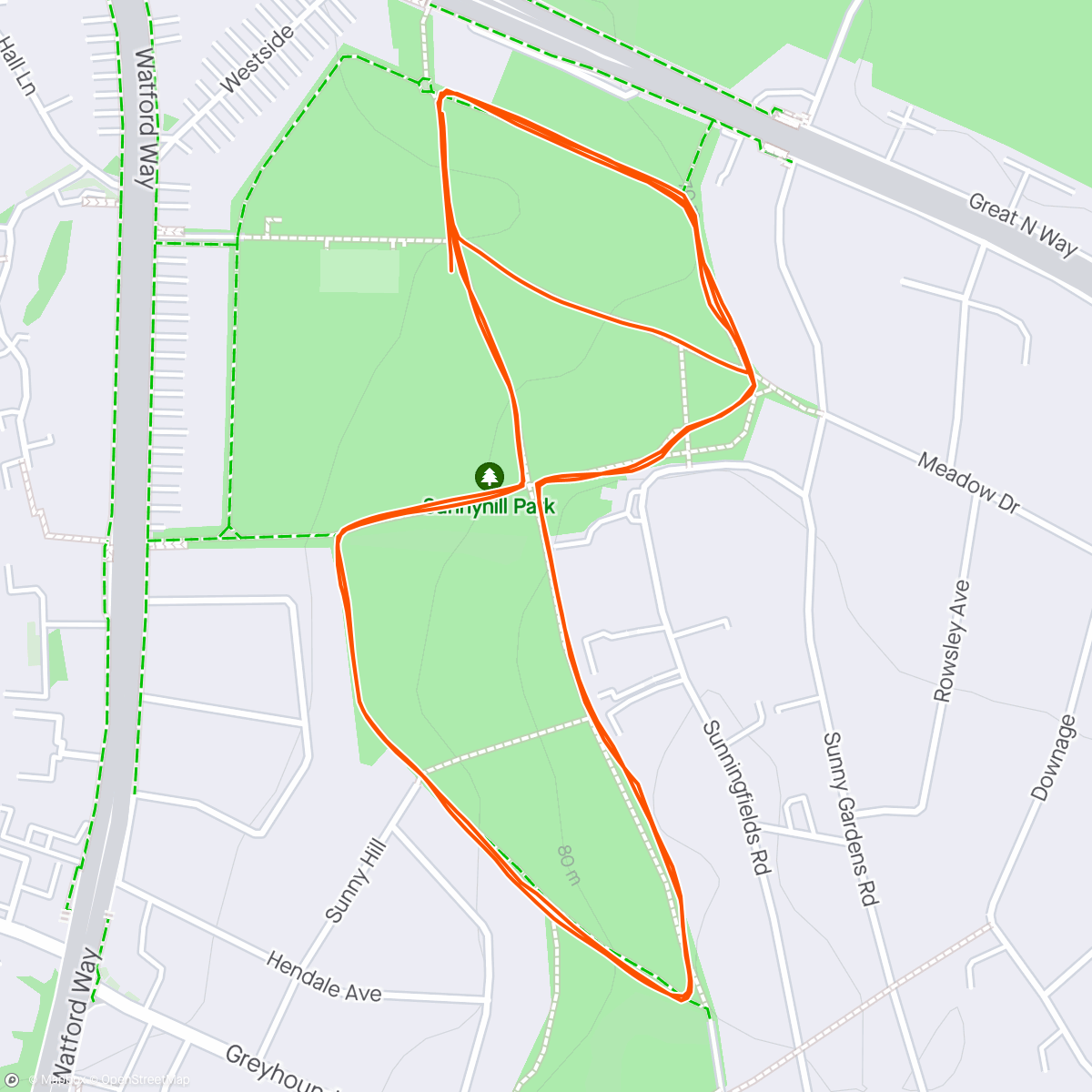 Map of the activity, Sunny Hill parkrun with a pair of nutters! 🤩