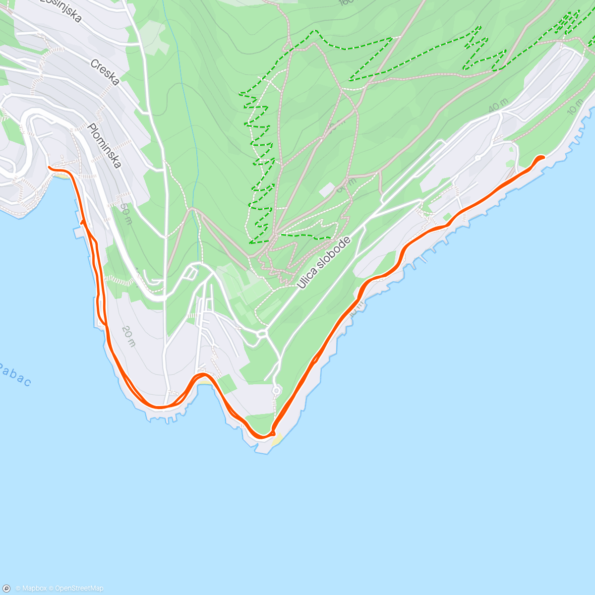 Map of the activity, Rabac