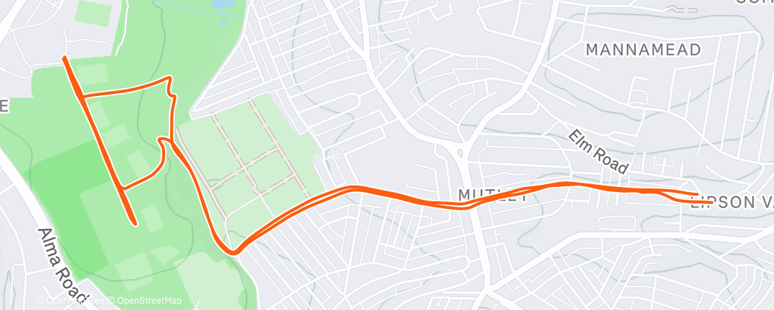 Map of the activity, Afternoon Run
