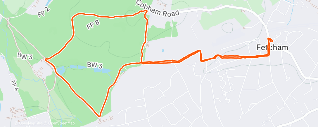 Map of the activity, Afternoon Run