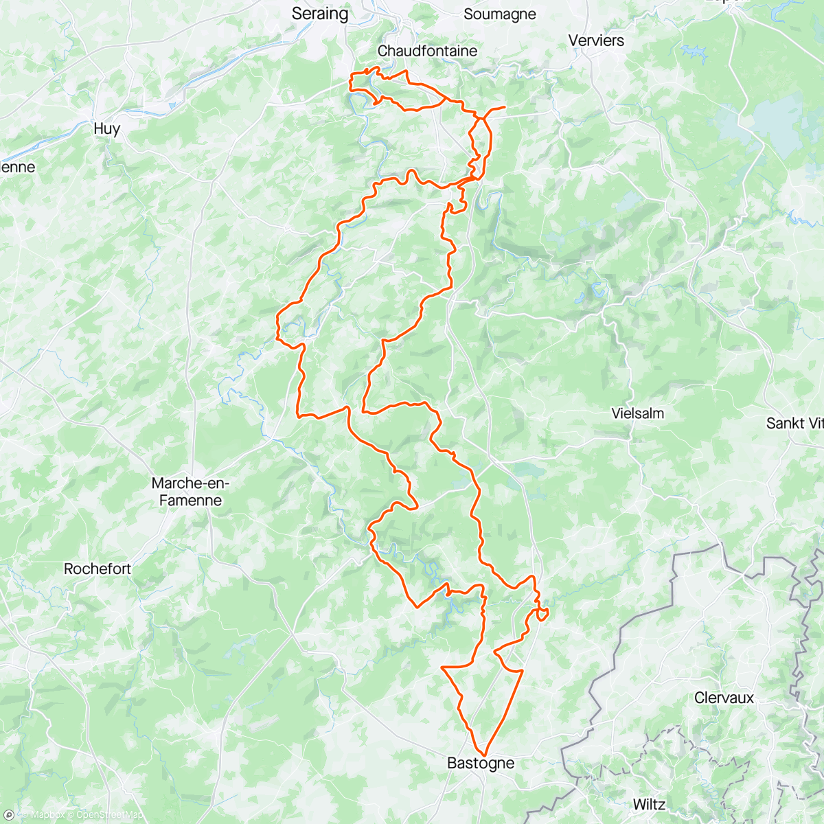 Map of the activity, Lieja - Bastoña - Lieja 🇧🇪