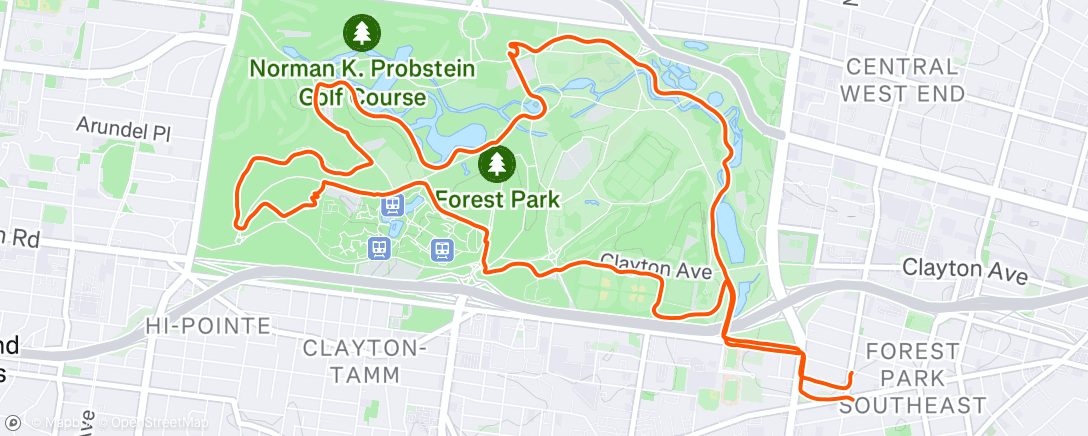 Map of the activity, Urban Hike - STL