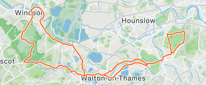 Route map for WINDSOR – CINNAMON CAFE – G1/2 52MI 1200FT G3 50MI 650FT