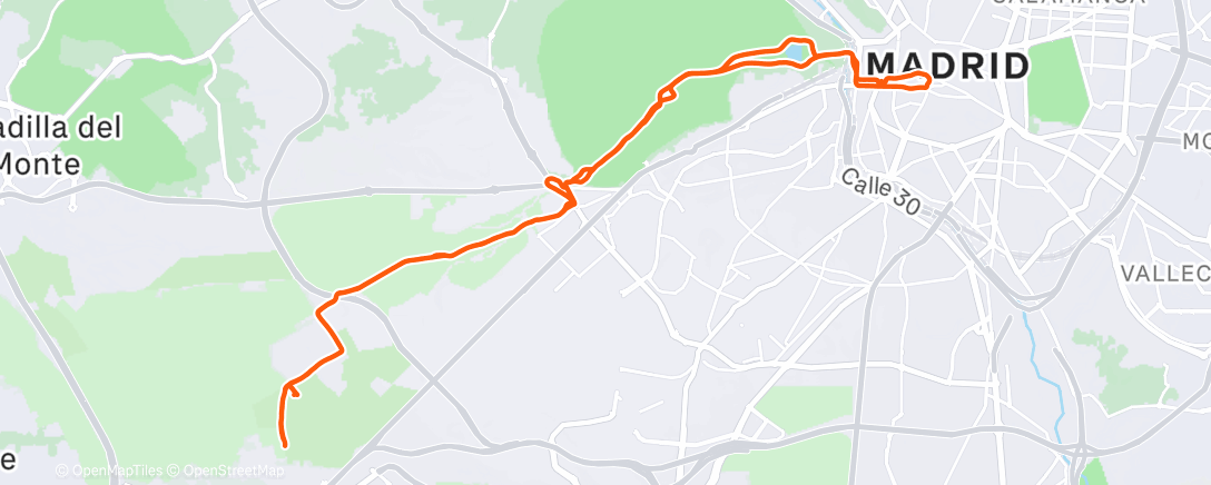 Map of the activity, Bicicleta de montaña matutina