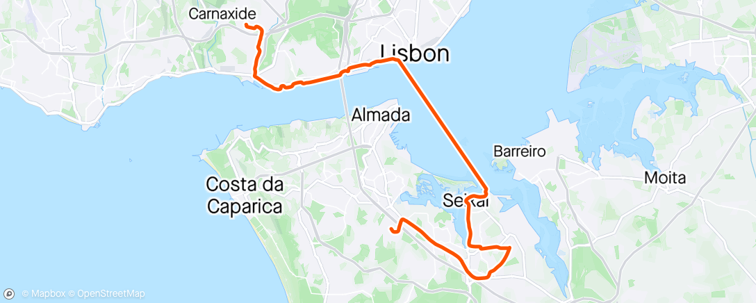 Map of the activity, Passaio de bicicleta vespertino.