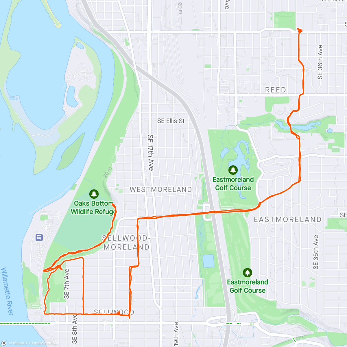 Map of the activity, Oaks Bottom walk