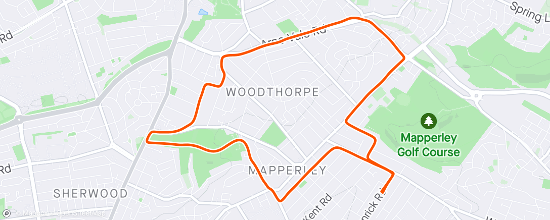 Map of the activity, Woodthorpe Park and Arno Vale