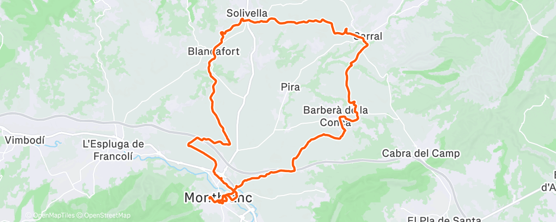 Map of the activity, Bicicleta de montaña matutina