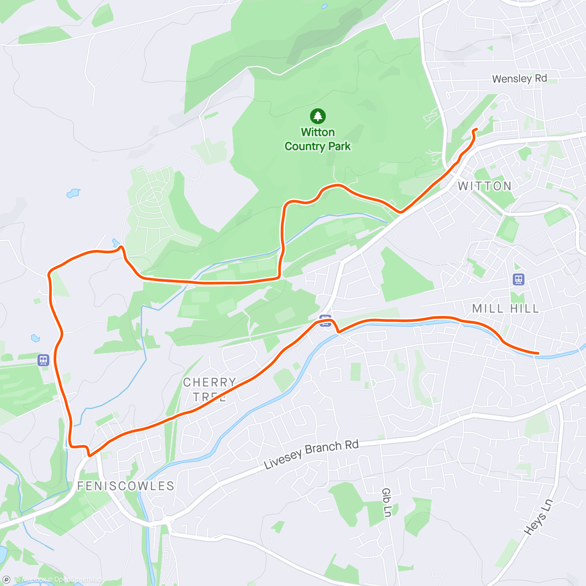 Map of the activity, Afternoon Run with Cathy