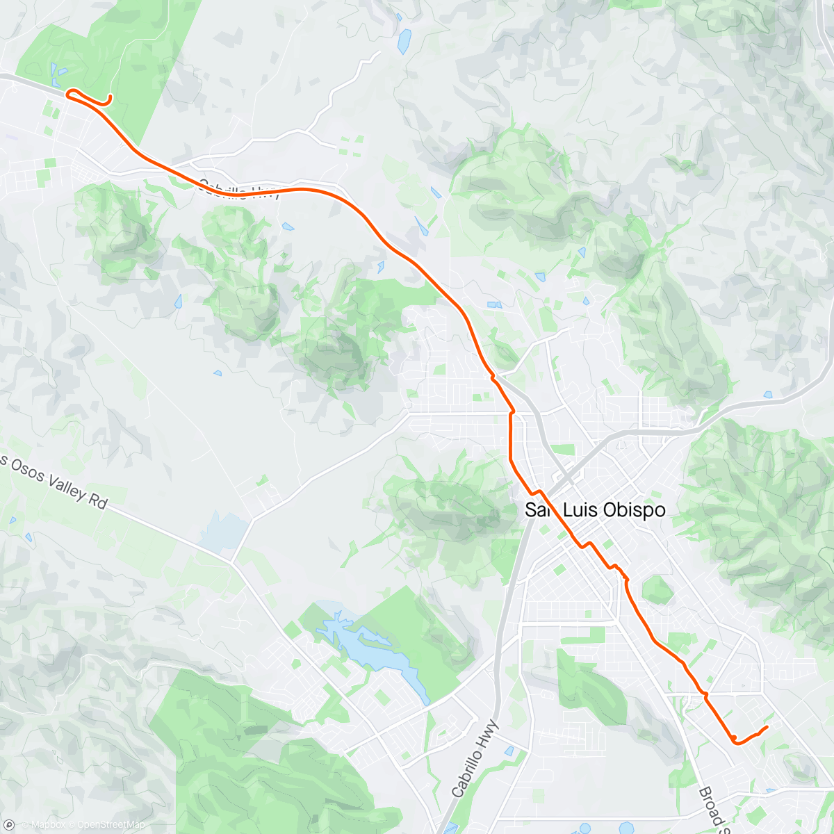 Map of the activity, SLO Botanical Garden to home