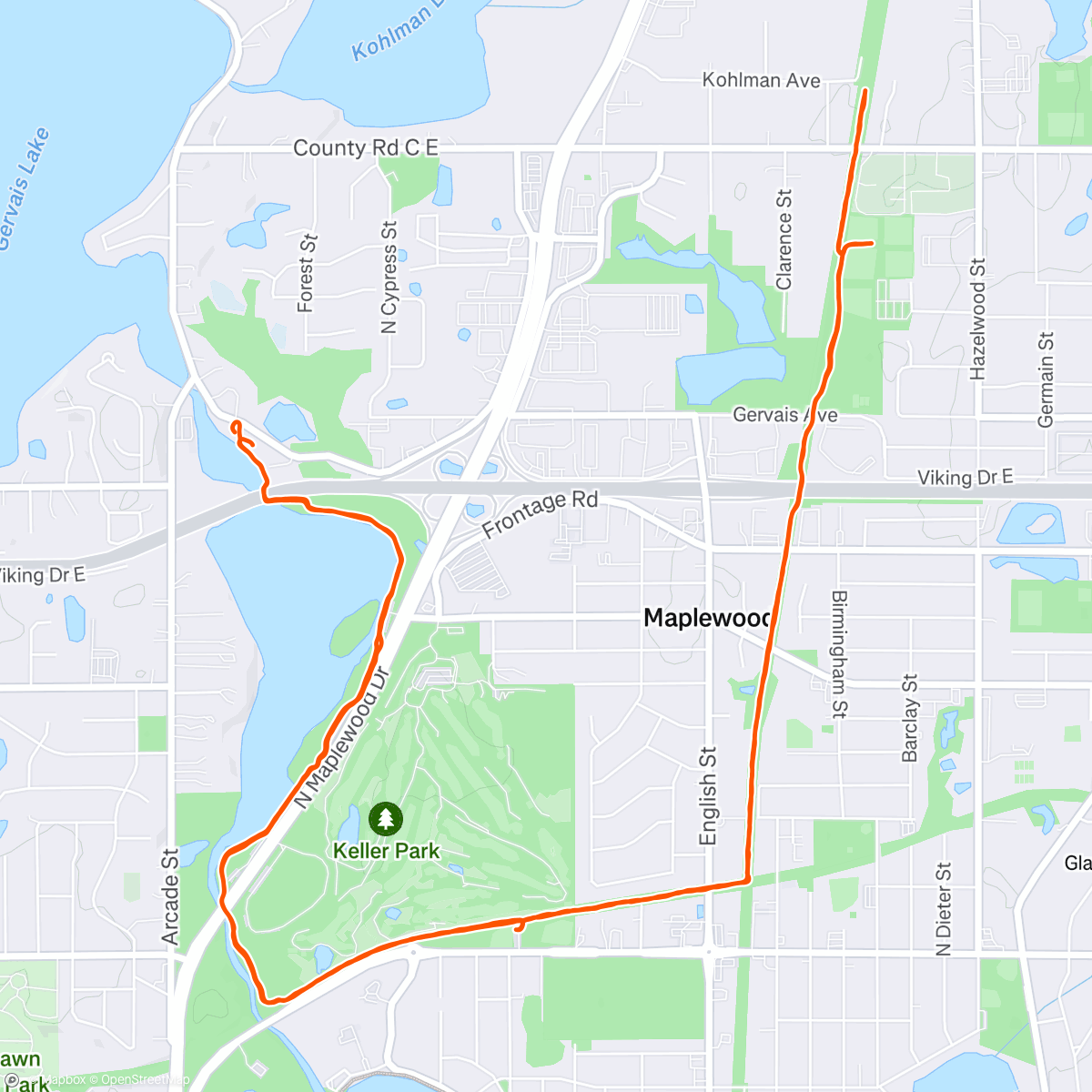 Map of the activity, Morning Run