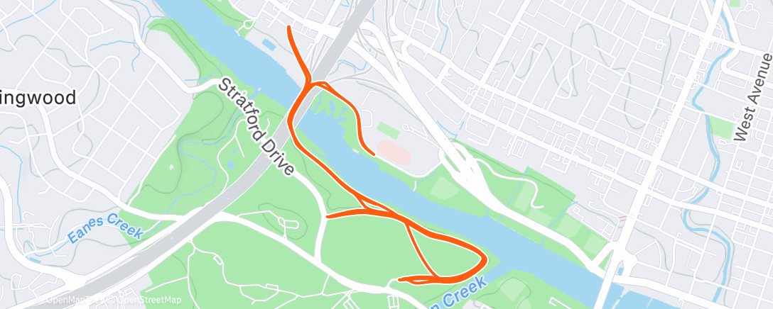 Map of the activity, 11 x 1k on a busy Zilker Hoosier Nation!