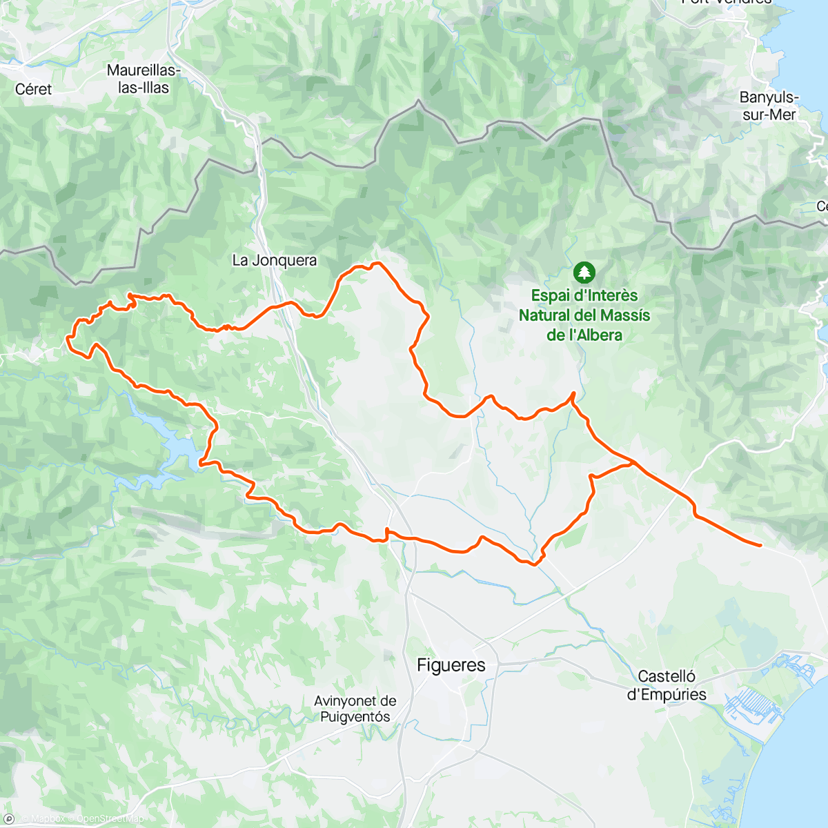 Map of the activity, La Vajol, Perelada. 
Willie’s World/BikeCat day 6