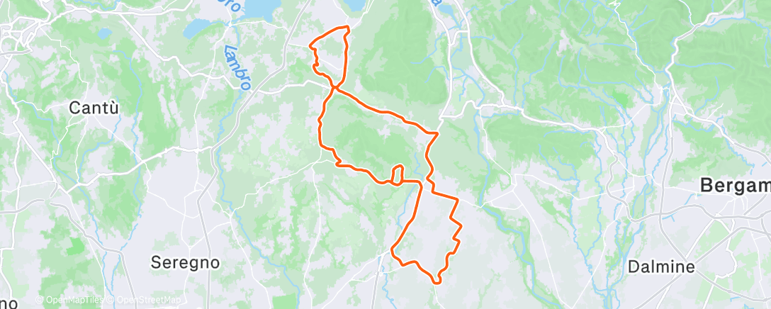 Map of the activity, SERIES TORQUE MADRUGADORAS Y NAVIDEÑAS (Carnate-Cernusco-[Quattro Strade-Pto. Montevecchia-Pertevano]x2-Missaglia-Barzanò-Oggiono-Col di Bevera-Robagnate-Merate-Verderio-Aicurzo-Bernareggio-Carnate)