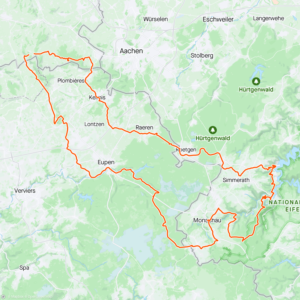 Map of the activity, Richting de Eifel met TCW clubje