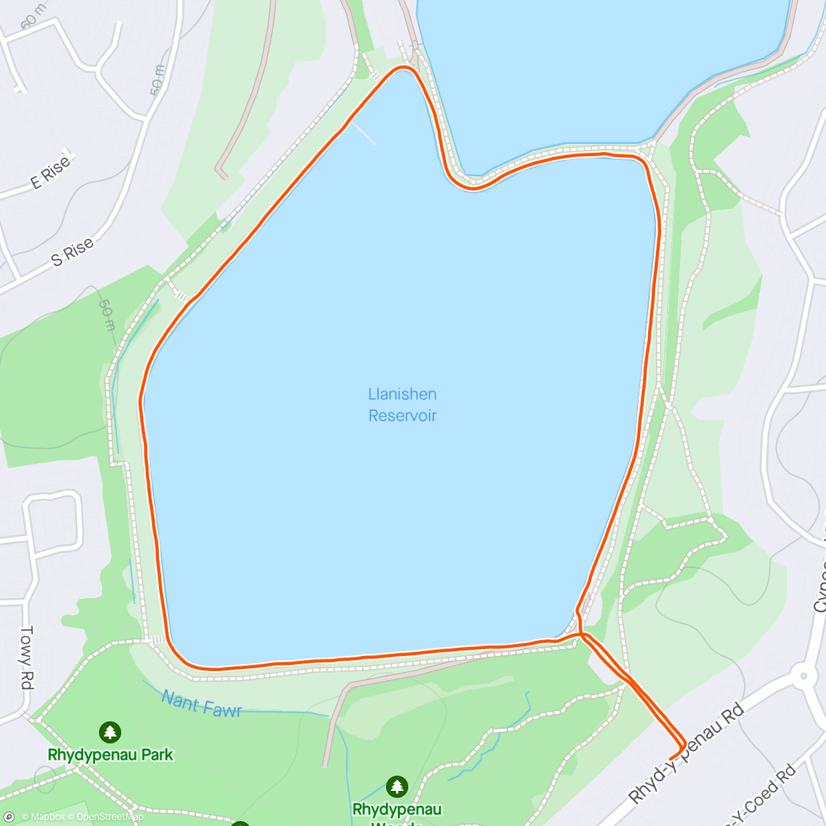 Map of the activity, Walk around Llanishen reservoir