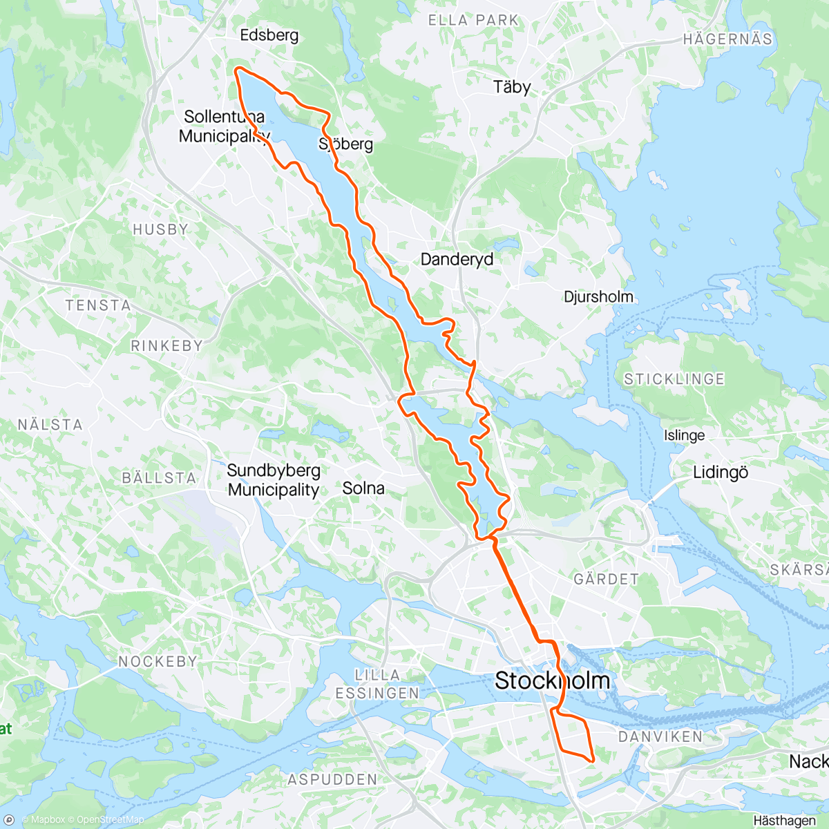 Mapa de la actividad (Edsviken runt)