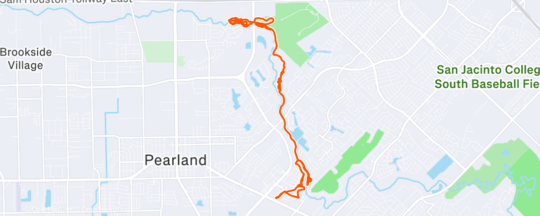 Map of the activity, Pearland trails Wednesday night ride