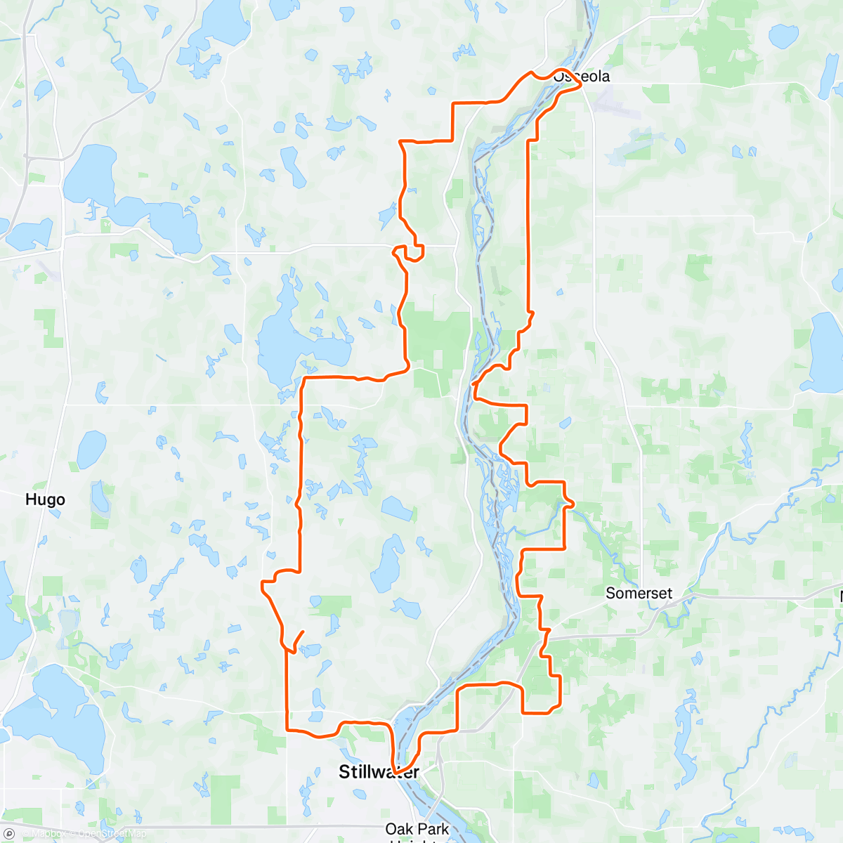 Map of the activity, Osceola / Stillwater Loop w/ Kyle